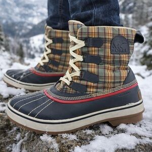 Sorel Women’s Multicolor Plaid and Navy Boots